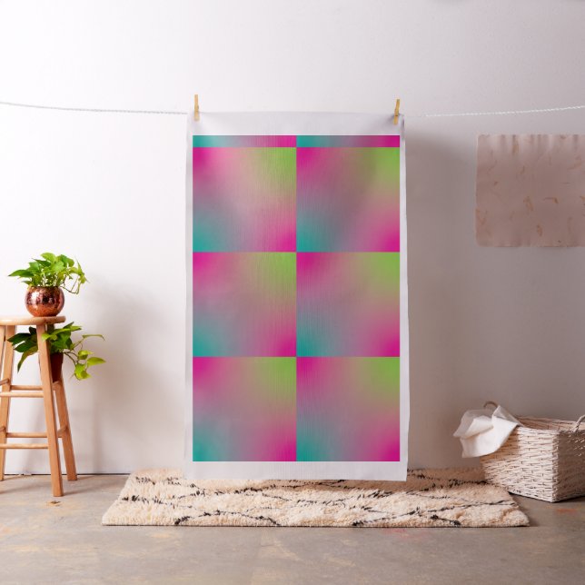 Watercolor Gradient Pillow Square Pink Green Fabric (In Situ)