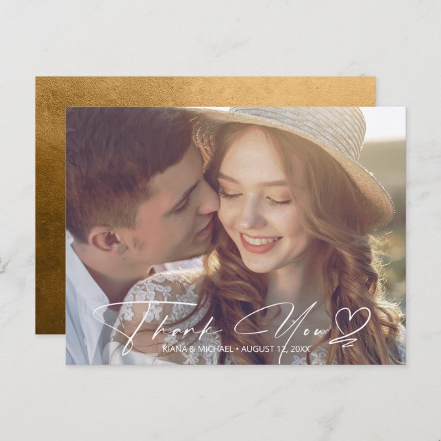 Watercolor Gradient Thank You Autumn Gold ID786 Announcement Postcard (Front/Back)