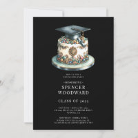 Watercolor Graduation Cap & Cake Graduation Party