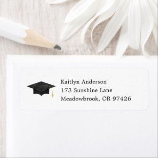 Watercolor Graduation Cap Return Address Label