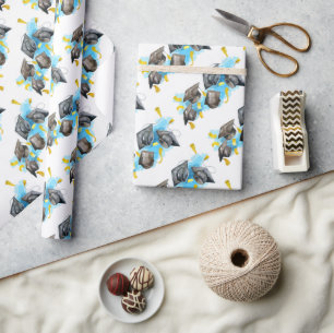 Watercolor Graduation Cap Wrapping Paper
