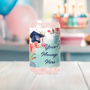 Watercolor Graduation Celebration  Can Glass
