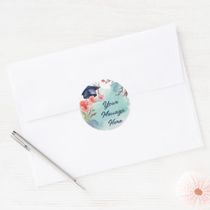 Watercolor Graduation Celebration Classic Round Sticker
