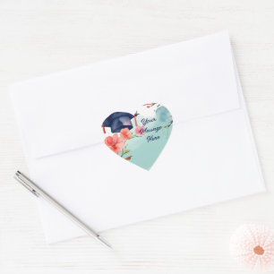 Watercolor Graduation Celebration Heart Sticker