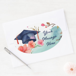 Watercolor Graduation Celebration Oval Sticker