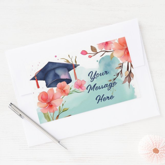 Watercolor Graduation Celebration  Rectangular Sticker (Envelope)