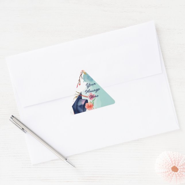 Watercolor Graduation Celebration  Triangle Sticker (Envelope)
