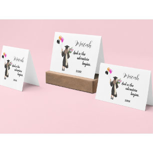 Watercolor Graduation Modern Trendy Girl Card