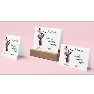 Watercolor Graduation Modern Trendy Girl Card