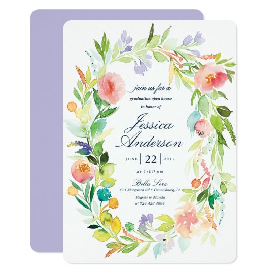 Watercolor Graduation Open House Invitation