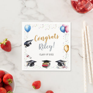 Watercolor Graduation Party Napkin
