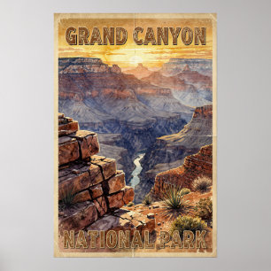 Watercolor Grand Canyon National Park Retro Poster