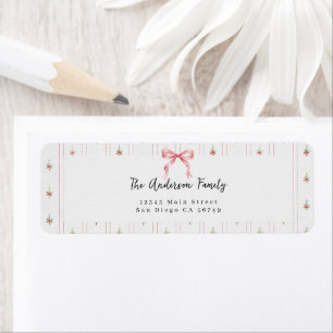 Watercolor Grandmillennial Greenery Bow Return Address Label
