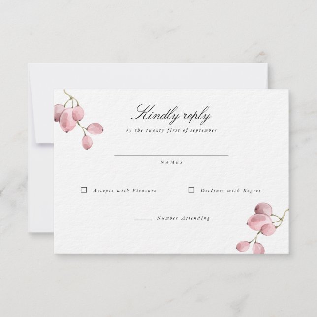 Watercolor Grape Vine Wedding RSVP Card (Front)