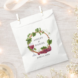 Watercolor Grape Vines Wood Wreath Wedding Favour Bag