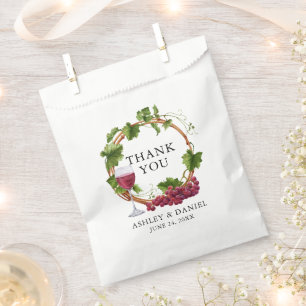 Watercolor Grape Vines Wreath Wedding Thank You Favour Bag