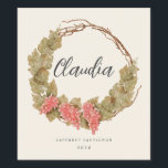 watercolor grape wine wreath homemade wine wine label<br><div class="desc">Personalised wine label,  featuring a watercolor grape wreath. The label can be personalised with different background colours,  name and text. Suitable for weddings,  birthday gifts,  bridesmaid gifts,  baby showers or as a decorative label for your own wines.</div>