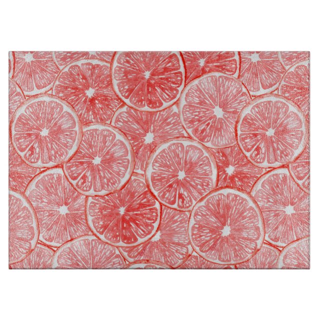 Watercolor grapefruit slices pattern cutting board (Front)