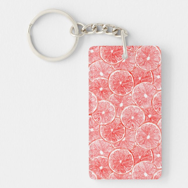 Watercolor grapefruit slices pattern key ring (Front)