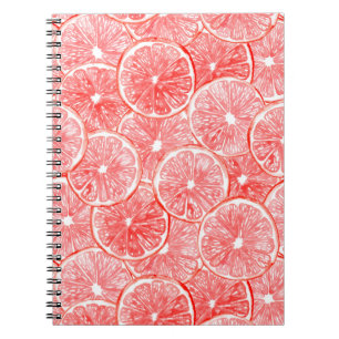 Watercolor grapefruit slices pattern notebook