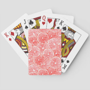 Watercolor grapefruit slices pattern playing cards