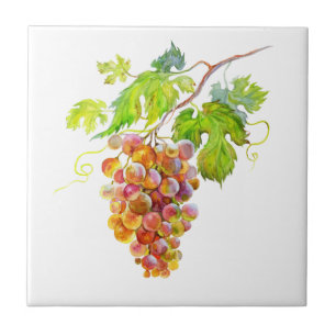 Watercolor Grapes. Art Tile