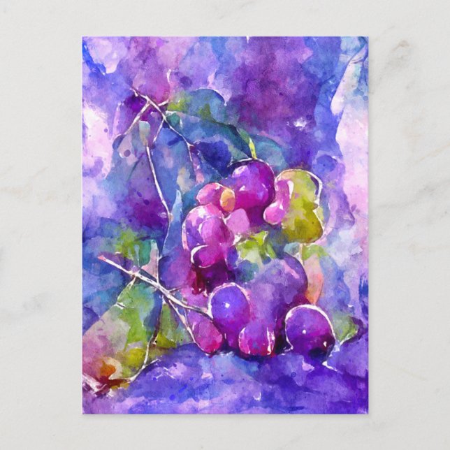 Watercolor grapes painted. postcard (Front)