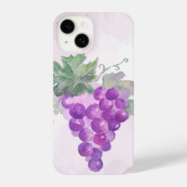 Watercolor Grapes Wine Art iPhone Case (Back)
