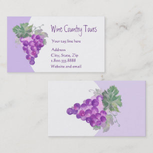 Watercolor Grapes Wine Country Tours or Vineyard Business Card