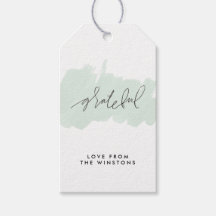 Watercolor Grateful Holiday Gift Tags - Frost