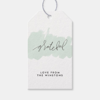 Watercolor Grateful Holiday Gift Tags - Frost