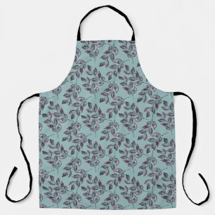 Watercolor gray, black twigs on a turquoise Apron