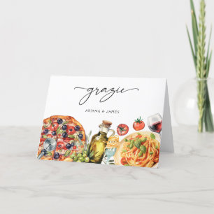 Watercolor Grazie Pasta Italian Food  Thank You Card