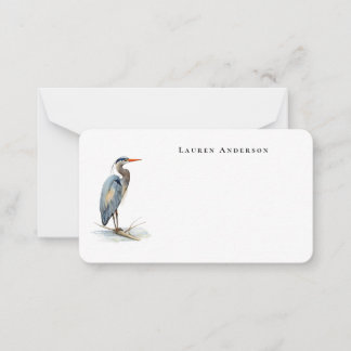 Watercolor Great Blue Heron bird  Little  Card