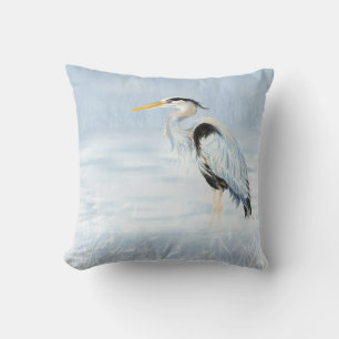 Watercolor Great Blue Heron Bird nature wildlife Cushion