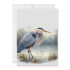 Watercolor Great Blue Heron Bird Wildlife Nature 