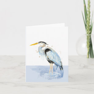 Watercolor Great Blue Heron Bird Wildlife Nature Note Card