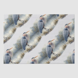 Watercolor Great Blue Heron Bird Wildlife Nature Tissue Paper