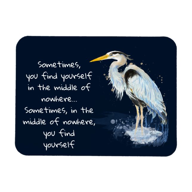 Watercolor Great Blue Heron Inspirational Quote Magnet (Horizontal)