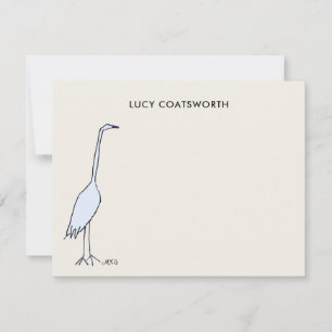 Watercolor Great Blue Heron Monogram Birdwatcher Card