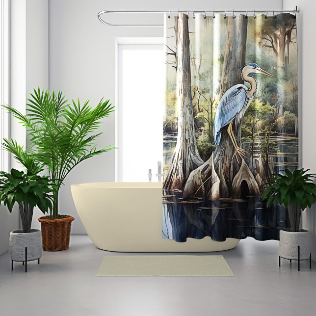 Watercolor Great Blue Heron  Shower Curtain (Creator Uploaded)