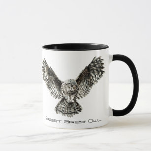 Watercolor Great Grey Owl, Nature Bird Mug