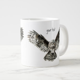 Watercolor Great Grey Owl to Customise Large Coffee Mug