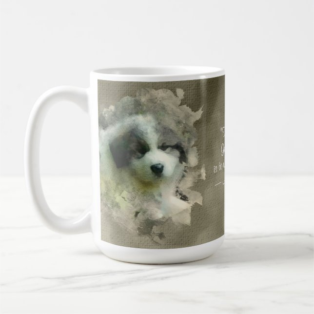 Watercolor Great Pyrenees Puppy - Sweet Coffee Mug (Left)