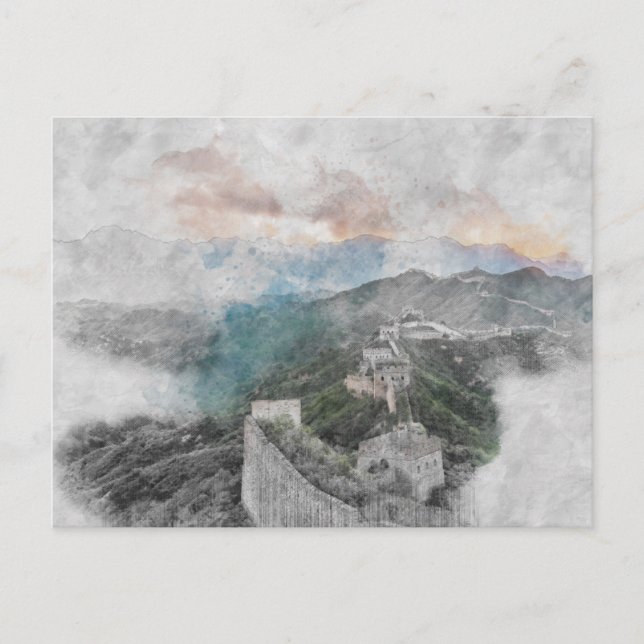 Watercolor Great Wall of China Postcard – Travel  (Front)