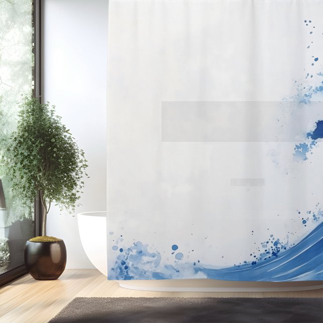 Watercolor Great Wave Japanese Style Shower Curtain (Creator Uploaded)