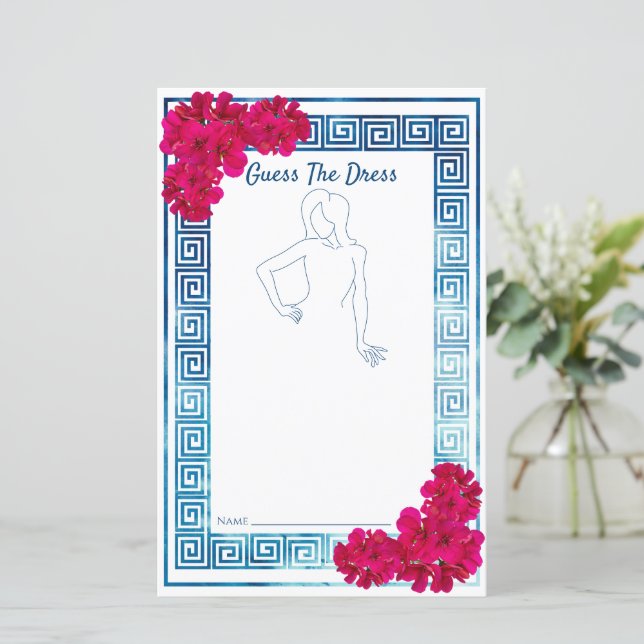 Watercolor Grecian Elegance Bridal Shower Game (Standing Front)