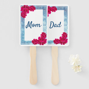 Watercolor Grecian Elegance Pink Baby Shower Game Hand Fan