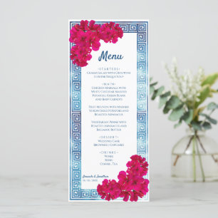 Watercolor Grecian Elegance + Pink Flowers Menu