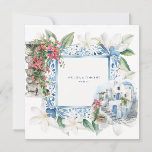 Watercolor Greece Wedding Napkins Invitation